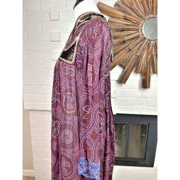 Vintage Indian 70s Mosaic Print Cotton Gauze Dress - Picture 6 of 13